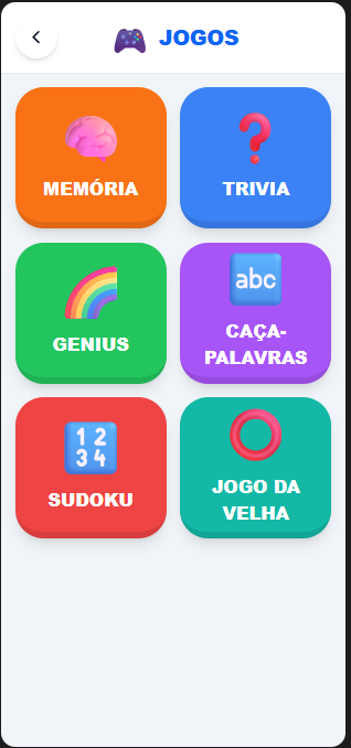 Tela Jogos Cognitivos